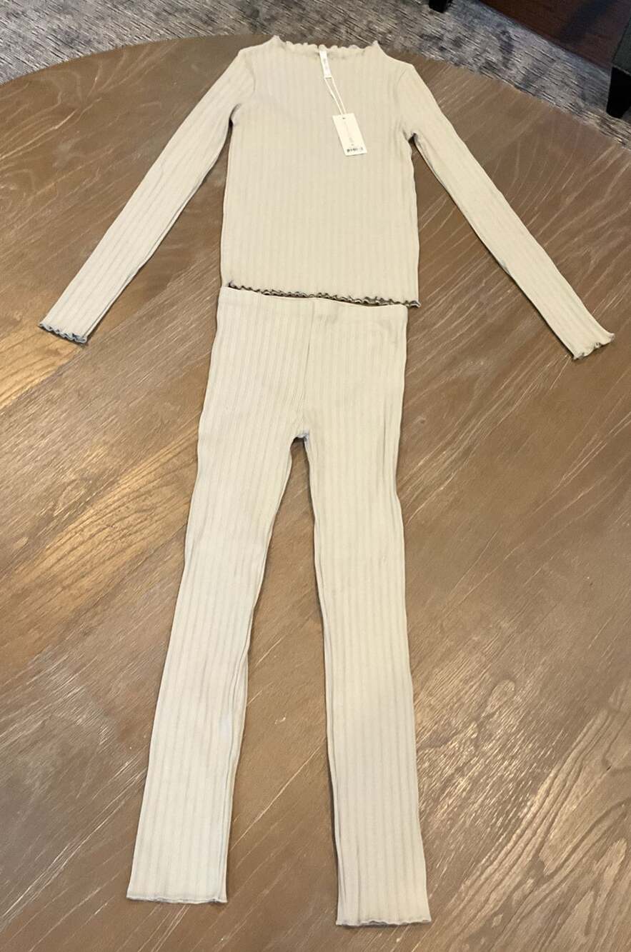 Rylee + Cru Light Beige Ribbed Cotton 2-Piece Set 10-12Y New Girls